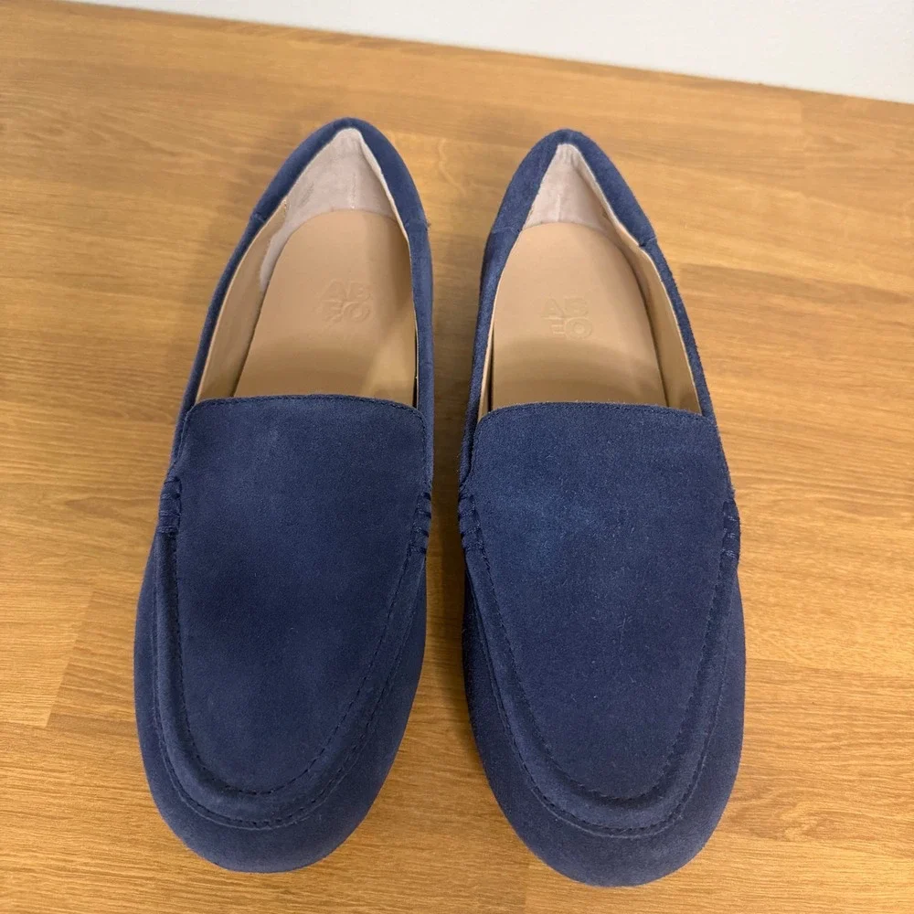 ABEO Harbor 3880 Womens Navy Blue Suede Driving Loafers Flats Size 7.5 Neutral